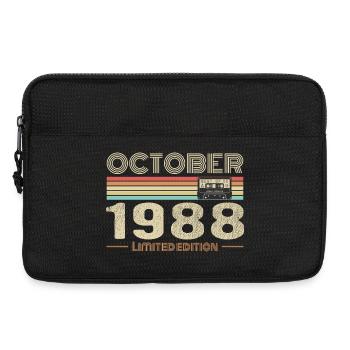 Anniversaire octobre 1988 - Birthday october 1988 - Sacoche pour ordinateur portable 13 pouces - noir - Devant