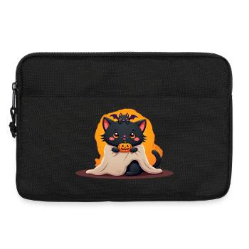 Halloween Cat with Halloween Pumpkin - Laptop bag 13" - black - Front