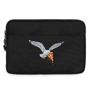 Mouette drôle qui vole des frites sur la plage - Sacoche pour ordinateur portable 13 pouces - noir - Devant