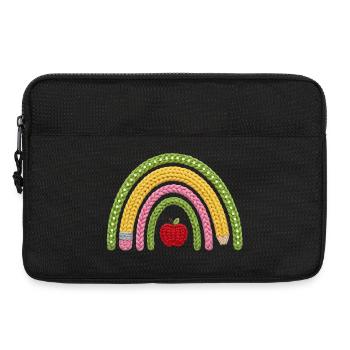 Regenbogen für Schulkind (Faux Yarn Strickmuster) - Laptoptasche 13" - Schwarz - Vorne