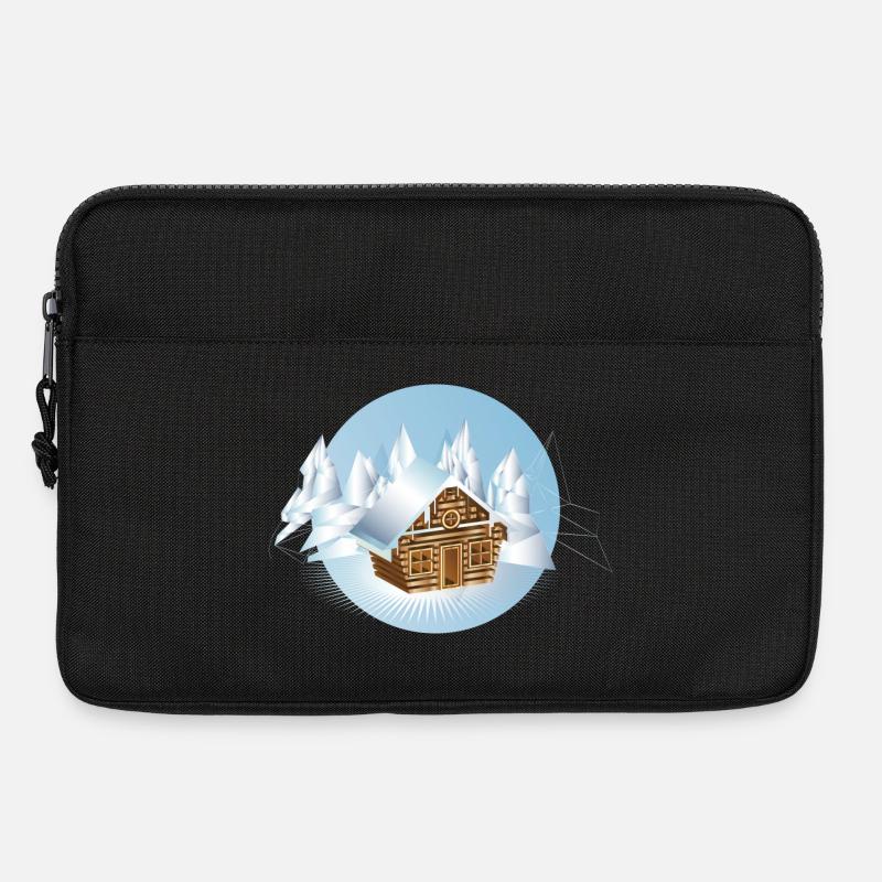 kleine Blockhütte inmitten einer Eislandschaft - Laptoptasche 13" - Schwarz