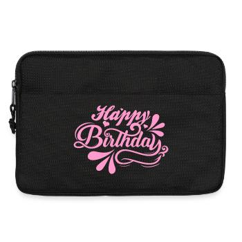 Le bonheur d’anniversaire en écriture rose - Sacoche pour ordinateur portable 13 pouces - noir - Devant