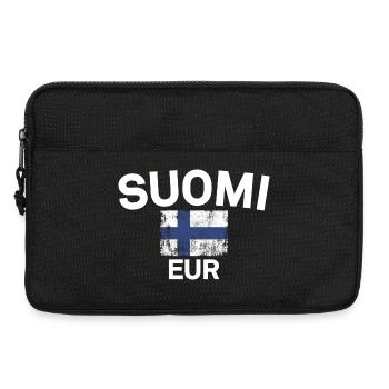 Grunge drapeau finlandais : Suomi EUR - Sacoche pour ordinateur portable 13 pouces - noir - Devant