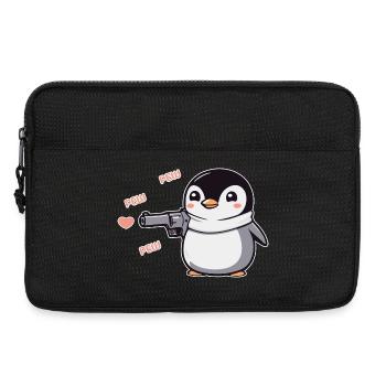 Pinguin mit Pistole Herzen Pew Pew Pew - Laptoptasche 13" - Schwarz - Vorne