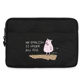 my english is under all pig lustiger spruch - Laptoptasche 13" - Schwarz - Vorne