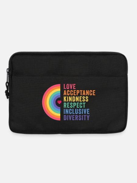 LGBT Pride Month - Liebe. Akzeptanz. Freundlichkeit. - Laptoptasche 13" - Schwarz