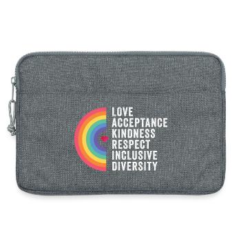 Mois de la fierté LGBT - Amour. Acceptation. Bonté. - Sacoche pour ordinateur portable 13 pouces - gris chiné - Devant