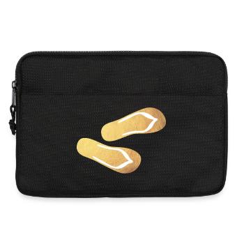 Latschen Flip Flops Gold Glamping Luxus Strand - Laptoptasche 13" - Schwarz - Vorne