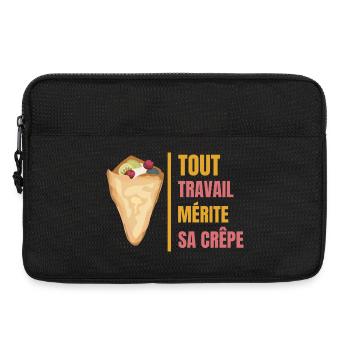 Tout travail mérite sa crêpe Jeu de mot avec crêpe - Sacoche pour ordinateur portable 13 pouces - noir - Devant