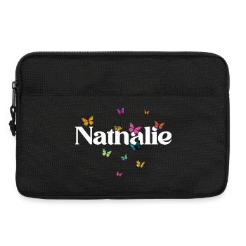 Beautiful girl's name with butterflies NATHALIE - Laptop bag 13" - black - Front