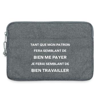 Humour anti-patronisme au travail - Sacoche pour ordinateur portable 13 pouces - gris chiné - Devant