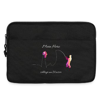 Mein Herz schlägt am Wasser Lustiges Angler Design - Laptoptasche 13" - Schwarz - Vorne
