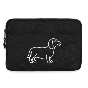 Dackel weiß - Laptoptasche 13" - Schwarz - Vorne