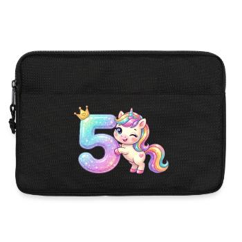 J’ai 5 ans d’anniversaire de fille licorne de Kawaii - Sacoche pour ordinateur portable 13 pouces - noir - Devant