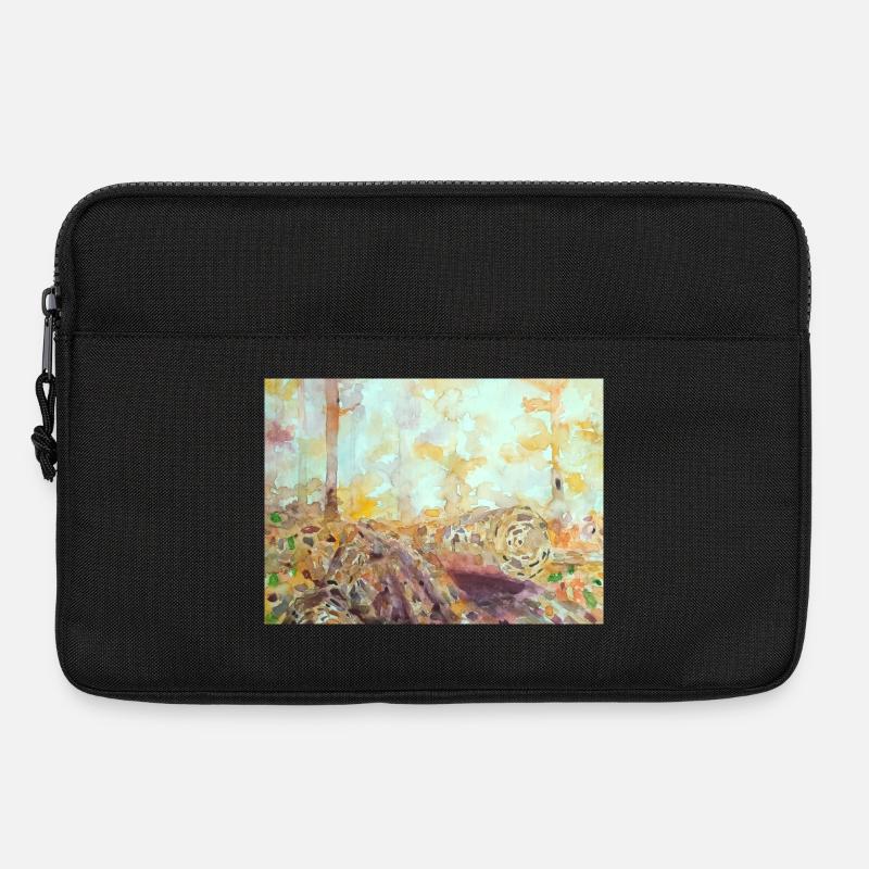 Wald-Aquarelllandschaft im Herbst - Laptoptasche 13" - Schwarz