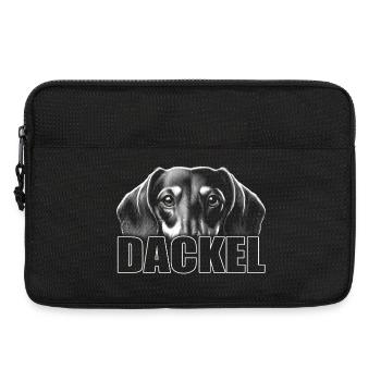 Dackel Porträt mit Schriftzug - Laptoptasche 13" - Schwarz - Vorne