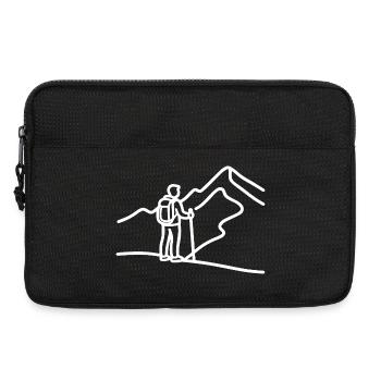 Minimalistischer Wanderer vor Bergpanorama - Laptoptasche 13" - Schwarz - Vorne