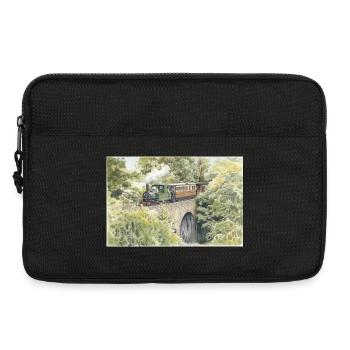 Aquarell-Dampfeisenbahn-Viadukt - Laptoptasche 13" - Schwarz - Vorne