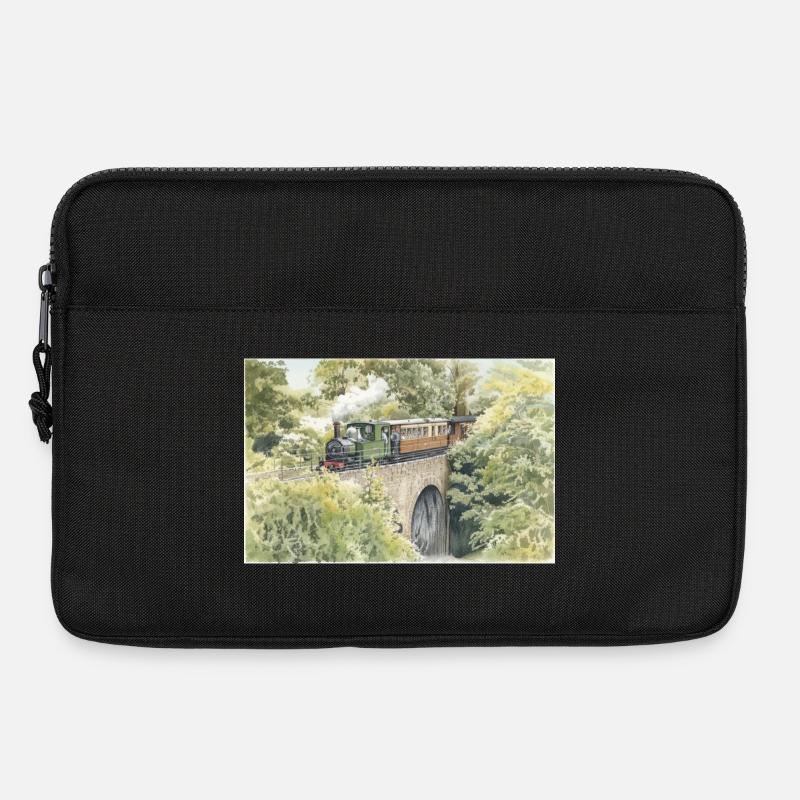 Viaduc du train à vapeur à l’aquarelle - Sacoche pour ordinateur portable 13 pouces - noir