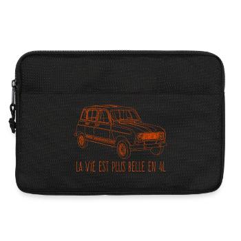 La vie est plus belle en 4L - Couleur corail - Sacoche pour ordinateur portable 13 pouces - noir - Devant