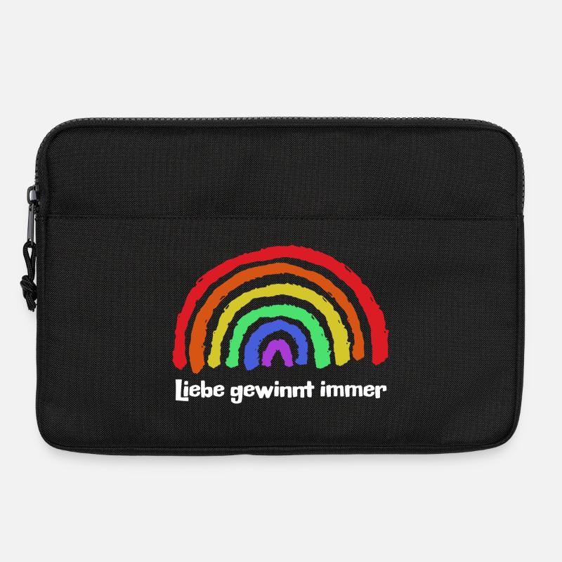 Regenbogen Frieden Freiheit Liebe Statement - Laptoptasche 13" - Schwarz