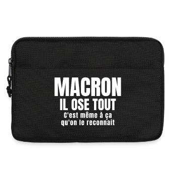 Macron, président, politique - Sacoche pour ordinateur portable 13 pouces - noir - Devant