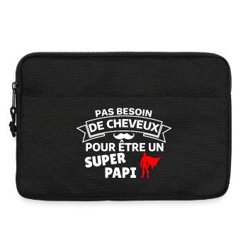 Humour capillaire super héros paternité - Sacoche pour ordinateur portable 13 pouces - noir - Devant