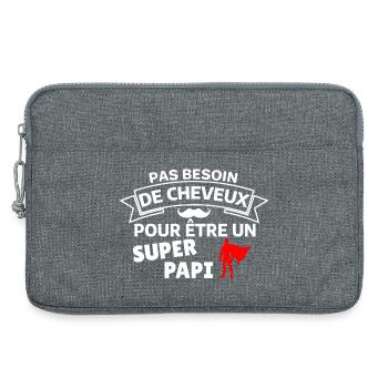 Humour capillaire super héros paternité - Sacoche pour ordinateur portable 13 pouces - gris chiné - Devant