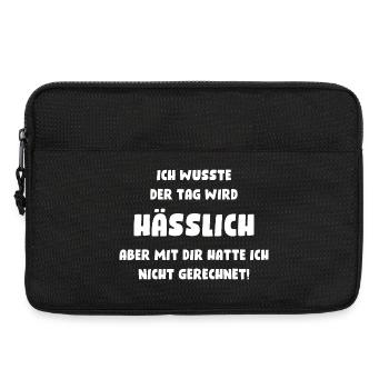 Ich wusste, der Tag wird hässlich, aber mit Dir... - Laptoptasche 13" - Schwarz - Vorne