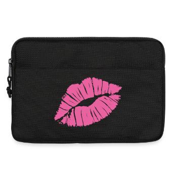 Smooch Pink Lippenstift Kiss Mark Love Statement T-Shirt - Laptoptasche 13" - Schwarz - Vorne