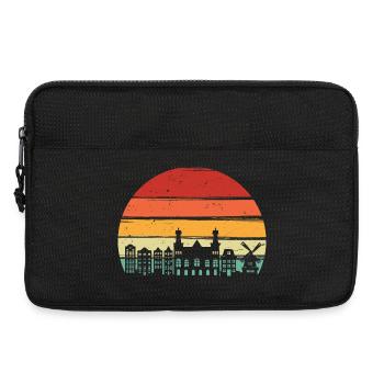 Rétro coucher de soleil sur les toits de la ville - Sacoche pour ordinateur portable 13 pouces - noir - Devant