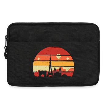 Silhouette de la ligne d’horizon du coucher de soleil à Paris - Sacoche pour ordinateur portable 13 pouces - noir - Devant