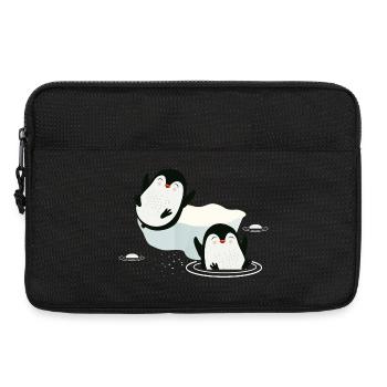 Zwei spielende Pinguine im Wasser mit Eisscholle - Laptoptasche 13" - Schwarz - Vorne
