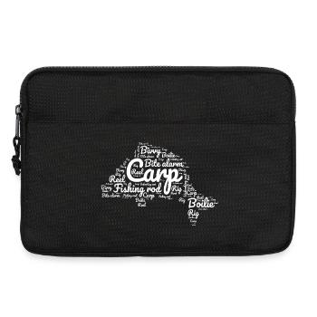 Carp Fishing - Carp-Shaped White Words - Laptop bag 13" - black - Front