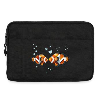 Poisson-clown amoureux – Art marin géométrique - Sacoche pour ordinateur portable 13 pouces - noir - Devant