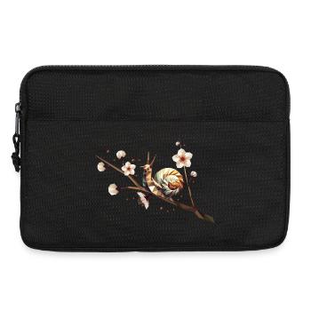 Escargot sur une branche de fleur – motif pour le printemps - Sacoche pour ordinateur portable 13 pouces - noir - Devant