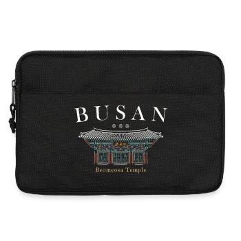 Busan, Corée du Sud, Temple dessiné à la main - Sacoche pour ordinateur portable 13 pouces - noir - Devant