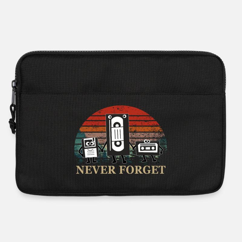 Retro Kassetten-Trio mit Never Forget Theme - Laptoptasche 13" - Schwarz