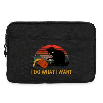 Je fais ce que je veux T-shirt chat noir - Sacoche pour ordinateur portable 13 pouces - noir - Devant