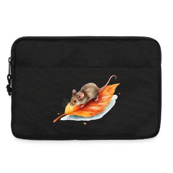 Mouse on Autumn Leaf Watercolor Motif - Laptop bag 13" - black - Front