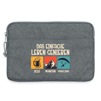 Gleitschirm DAS EINFACHE LEBEN GENIESSEN Lustig - Laptoptasche 13" - Grau meliert - Vorne