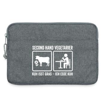 Second Hand Vegetarian – Funny Meat Design - Laptop bag 13" - heather grey - Front