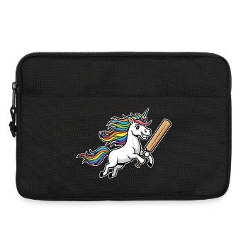 Unicorn cricket with colorful rainbow mane - Laptop bag 13" - black - Front