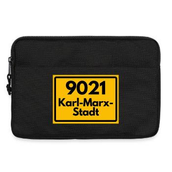 9021 KARL-MARX-STADT HEIMATSTOLZ ALTE POSTLEITZAHL - Laptoptasche 13" - Schwarz - Vorne