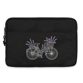 Fleurs de vélo lavande vintage - Sacoche pour ordinateur portable 13 pouces - noir - Devant