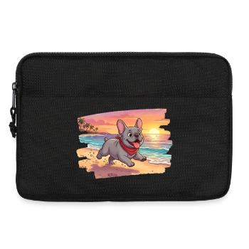 Entzückende französische Bulldogge am Strand - Laptoptasche 13" - Schwarz - Vorne