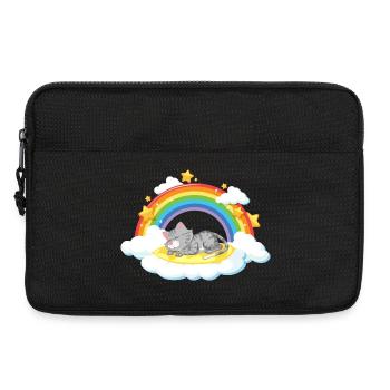 Dreaming Cat on Rainbow Cloud - Laptop bag 13" - black - Front