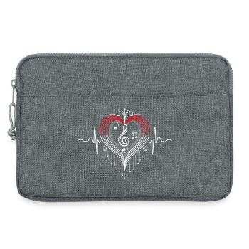 Heartbeat Music Heart Pulse Notes - Laptop bag 13" - heather grey - Front