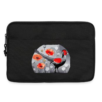 Pheasant and Poppies Illustration - Laptop bag 13" - black - Front