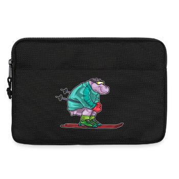Hippopotame skieur ski sports d’hiver - Sacoche pour ordinateur portable 13 pouces - noir - Devant
